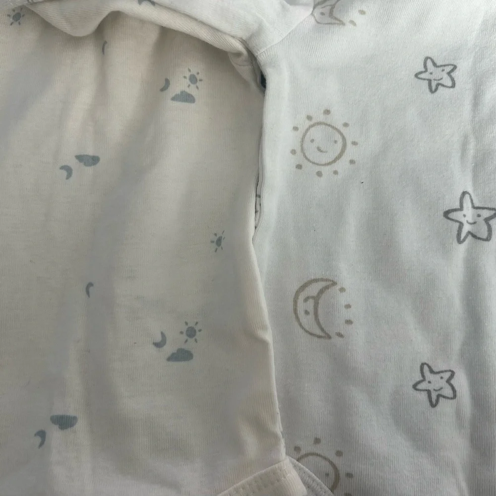 NWOT Carters 3M Adorable Cream and White Star & Moon Long Sleeve Baby Onesies